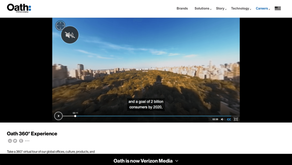 Oath landing page
