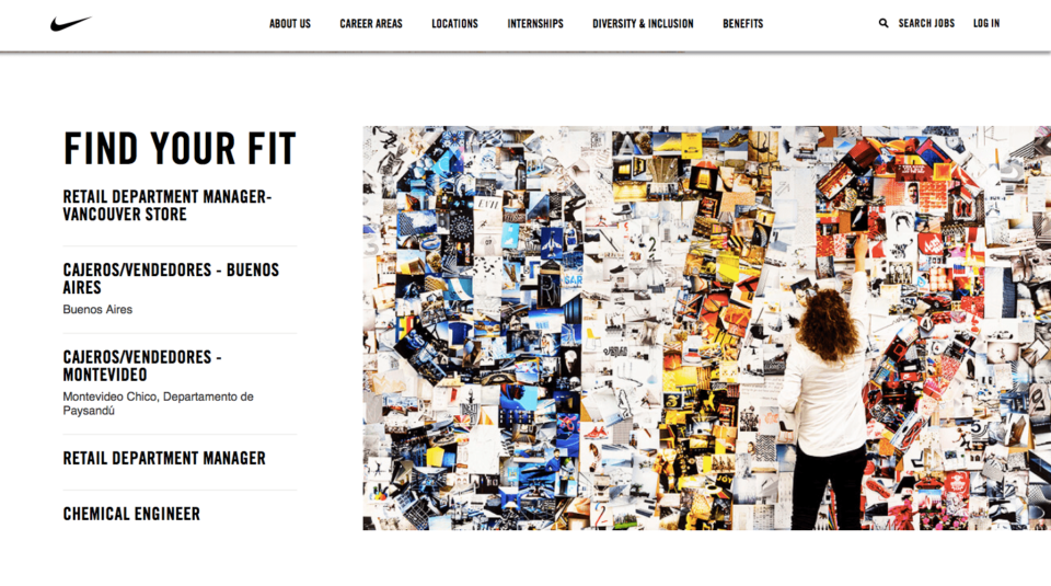 Nike recrutiment page
