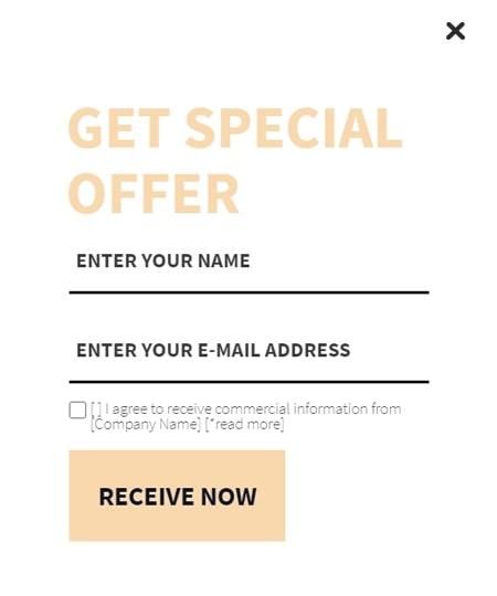 Advertising popup example