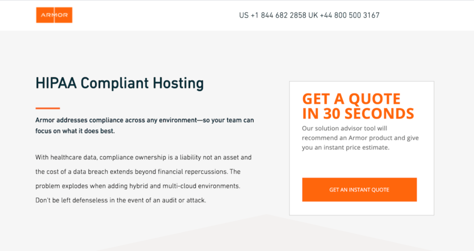 Armor landing page