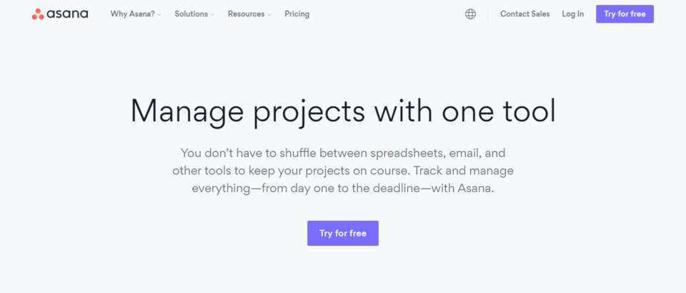 Asana landing page