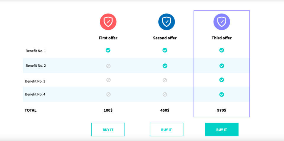 Insurance landing page section