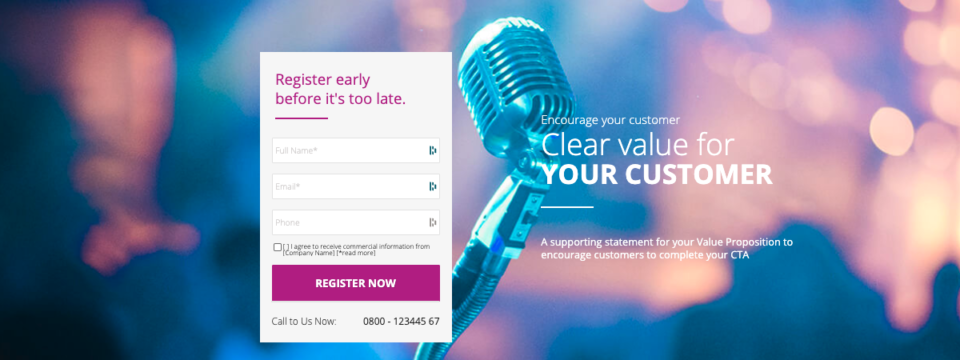 Event landing page form
