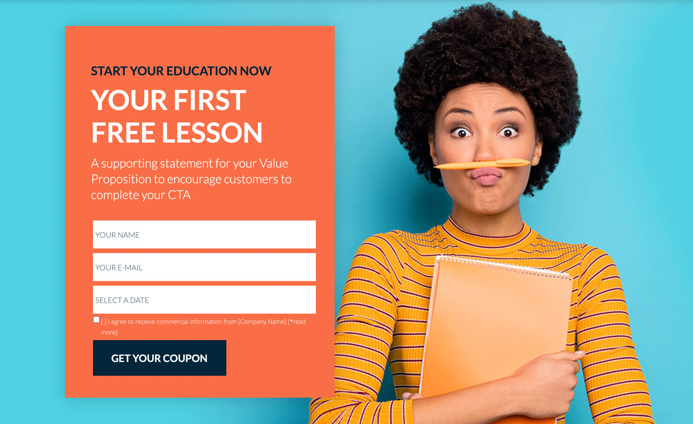Szablon Education 3 webinar signup - desktop