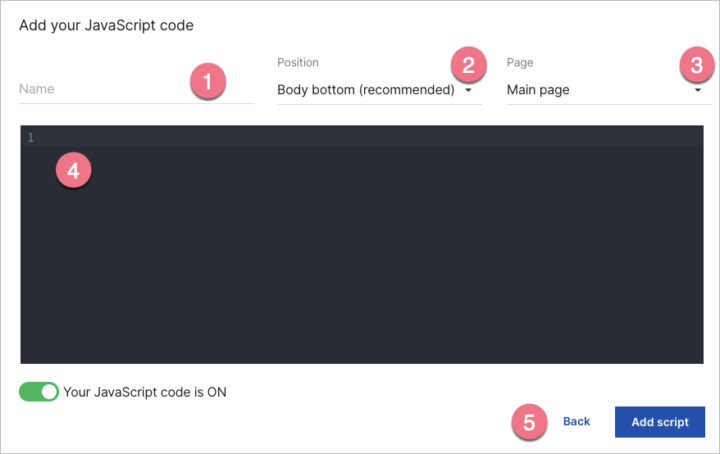 Custom HTML, CSS, and JavaScript codes | Help Center | Landingi