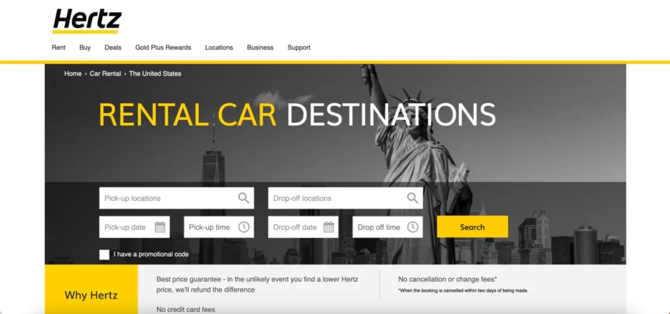 Unlike the dealership landing pages, the typical form on the car rental ones is often long and multi-field