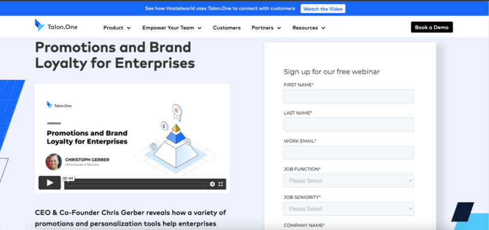 Talon.One landing page