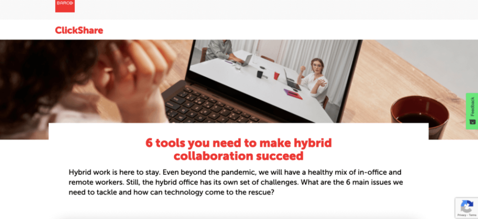 Barco landing page