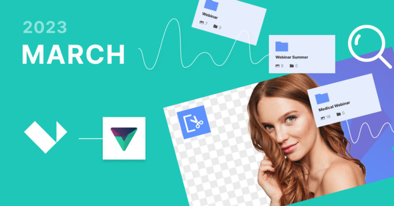News and updates March 2023 — automatic removal of image background, migration of domains to new structure, integration with Postcoder