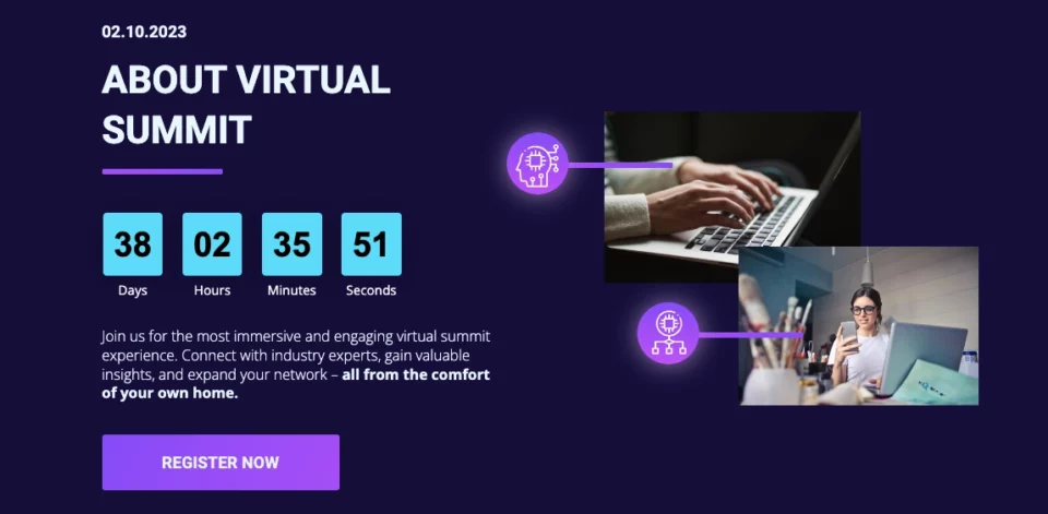 landing page para registro de eventos